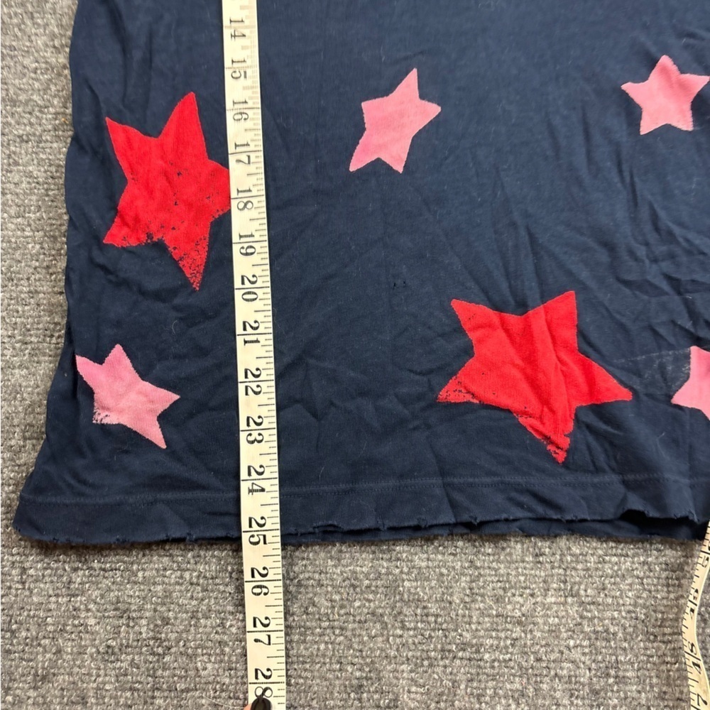 CURRENT/ELLIOTT women’s Navy/Red/White Stars tank Top distressed size: 0 Small - Picture 5 of 6